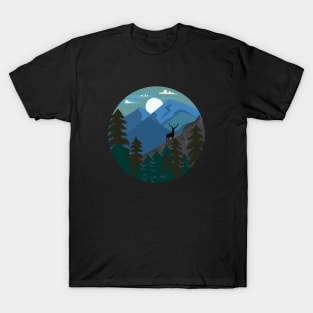 Deer in the night mountains T-Shirt